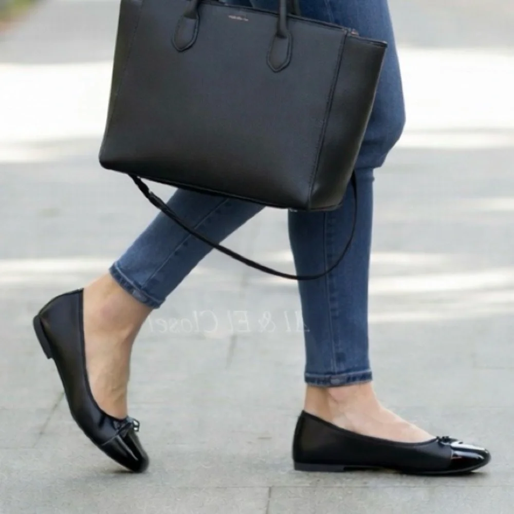 DV by Dolce Vita Moxy Black Vegan Ballet Flats Bow Detail | Women’s Size 8 NWB